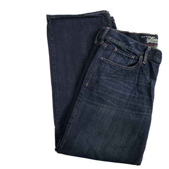 Old Navy Men's Jeans Size 36x31 Straight Leg Dark Wash Blue Denim Loose Relaxed - Picture 4 of 9